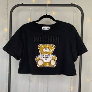 Black Moschino crop top with bear logo US size 10/ Eur size 44